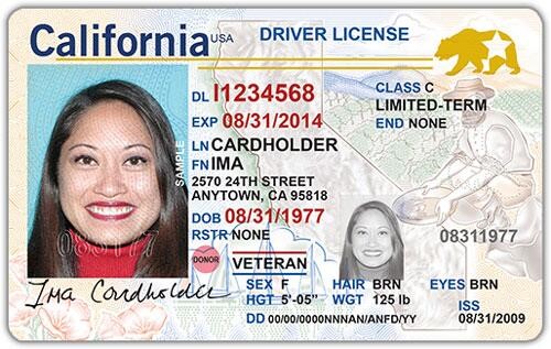 Example of REAL ID from California