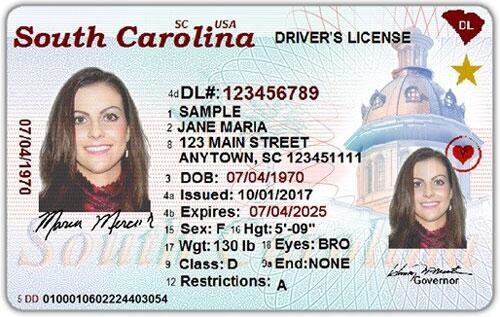 Example of REAL ID from South Carolina